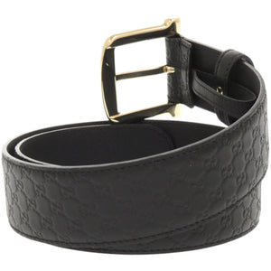 新品同様 グッチ マイクログッチシマ 281548 レザー ブラック 黒 ベルト 1725【中古】GUCCI