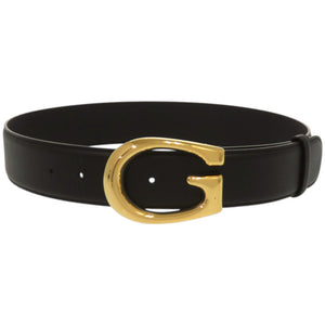 美品 グッチ Gバックル 655567BGM0G レザー メタル ブラック 黒 ベルト 1726【中古】GUCCI