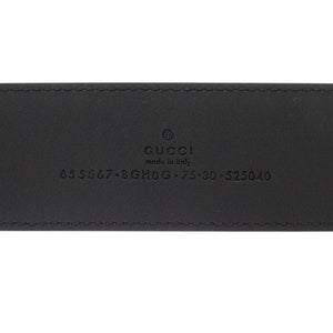 美品 グッチ Gバックル 655567BGM0G レザー メタル ブラック 黒 ベルト 1726【中古】GUCCI