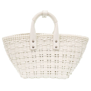 美品 バレンシアガ 2WAY ビストロ XS 671342 パテントレザー ホワイト ハンドバッグ バスケットバッグ 白 1755【中古】BALENCIAGA