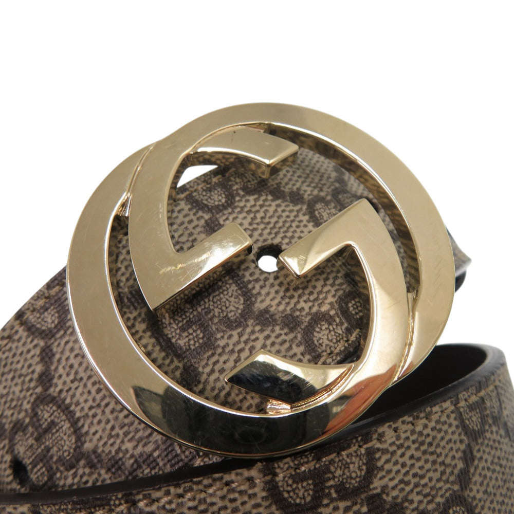 美品 グッチ GGバックル ベルト 370543 PVC レザー ベージュ 1779【中古】GUCCI