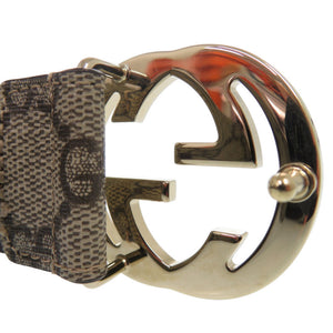 美品 グッチ GGバックル ベルト 370543 PVC レザー ベージュ 1779【中古】GUCCI