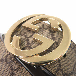 美品 グッチ GGバックル ベルト 370543 PVC レザー ベージュ 1779【中古】GUCCI