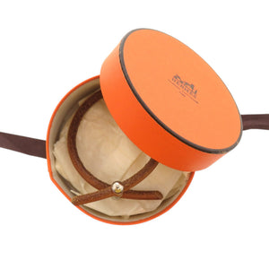 美品 エルメス ルーレットヒル レザー メタル ブラウン 茶 ブレスレット 1796【中古】HERMES