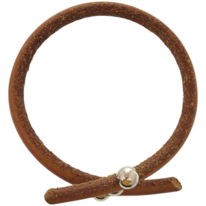 美品 エルメス ルーレットヒル レザー メタル ブラウン 茶 ブレスレット 1796【中古】HERMES