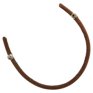 美品 エルメス ルーレットヒル レザー メタル ブラウン 茶 ブレスレット 1796【中古】HERMES