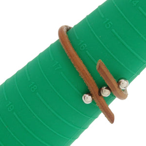 美品 エルメス ルーレットヒル レザー メタル ブラウン 茶 ブレスレット 1796【中古】HERMES