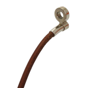 美品 エルメス キテ レザー メタル ブラウン 茶 チョーカー 1796【中古】HERMES