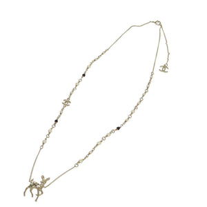 新品同様 シャネル 鹿モチーフ GP ラインストーン ゴールド ネックレス 1815【中古】CHANEL