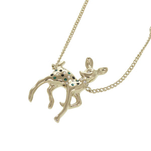 新品同様 シャネル 鹿モチーフ GP ラインストーン ゴールド ネックレス 1815【中古】CHANEL