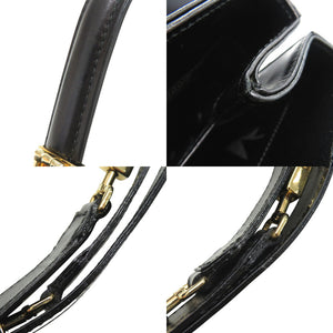 美品 サルヴァトーレフェラガモ ガンチーニ レザー ブラック 2WAY ハンドバッグ ショルダーバッグ 黒 0003【中古】Salvatore Ferragamo