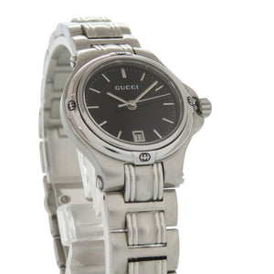 美品 グッチ 9040L ブラック 黒文字盤 SS シルバー クオーツ 腕時計 0028【中古】GUCCI