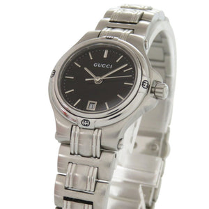 美品 グッチ 9040L ブラック 黒文字盤 SS シルバー クオーツ 腕時計 0028【中古】GUCCI