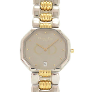 クリスチャンディオール ギャランティ付 オクタゴン 45.204 SS シルバー ゴールド クオーツ 腕時計 0029【中古】Christian Dior