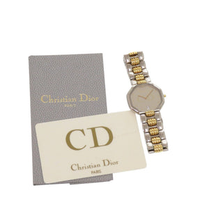 クリスチャンディオール ギャランティ付 オクタゴン 45.204 SS シルバー ゴールド クオーツ 腕時計 0029【中古】Christian Dior