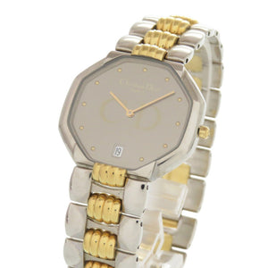 クリスチャンディオール ギャランティ付 オクタゴン 45.204 SS シルバー ゴールド クオーツ 腕時計 0029【中古】Christian Dior