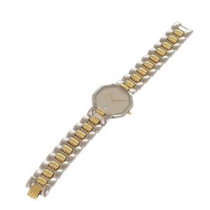 クリスチャンディオール ギャランティ付 オクタゴン 45.204 SS シルバー ゴールド クオーツ 腕時計 0029【中古】Christian Dior