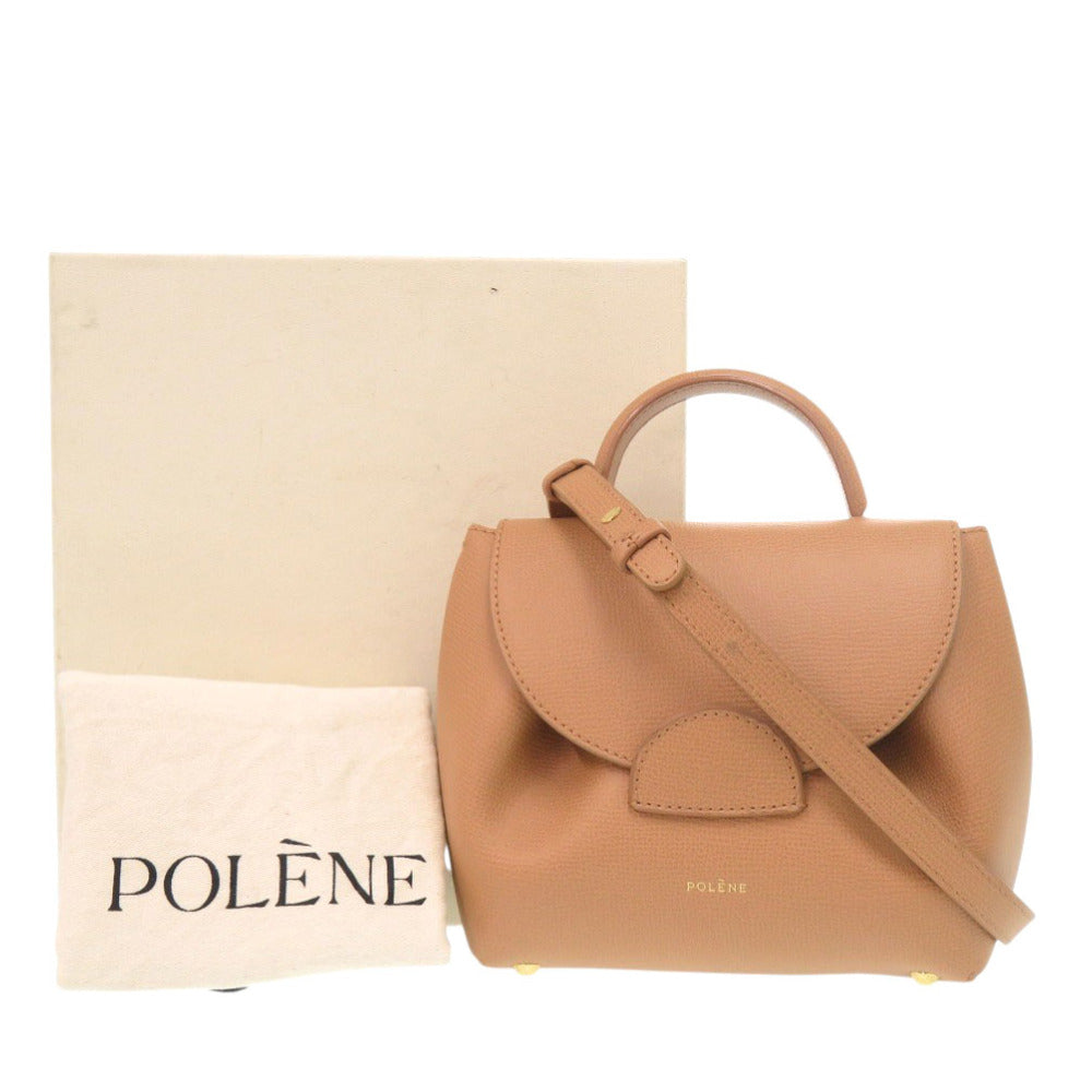 新品同様 ポレーヌ Numero Un Nano ヌメロ アン ナノ タン グレインカーフレザー 2way ショルダーバッグ ブラウン 0047【中古】POLENE