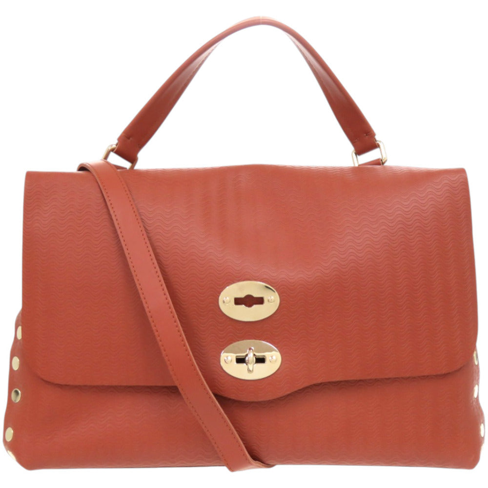 美品 ザネラート ポスティーナ POSTINA M+ 30131498 カーフ CACHEMIRE BLANDINE レッドブラウン 茶 ショルダーバッグ 0051【中古】ZANELLATO