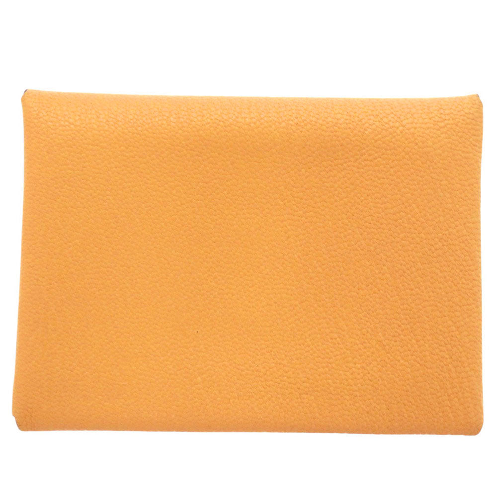 美品 エルメス カルヴィ デュオ UY006TM K刻印(2025年製) シルバー金具 シェーブル フォイン イエロー 黄 コインケース 財布 0058【中古】HERMES