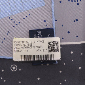 未使用品 エルメス カレ45 オデッセイ 宇宙船 Odysseyシルク ネイビー ブルー ホワイト スカーフ 0060【中古】HERMES