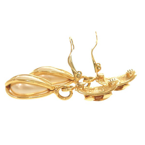 美品 シャネル ヴィンテージ ココマーク メタル フェイクパール ゴールド イヤリング 0070【中古】CHANEL