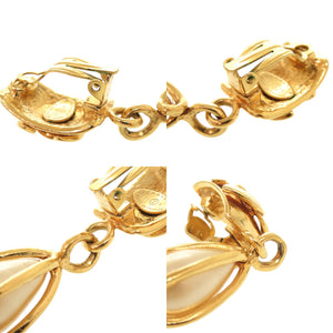 美品 シャネル ヴィンテージ ココマーク メタル フェイクパール ゴールド イヤリング 0070【中古】CHANEL