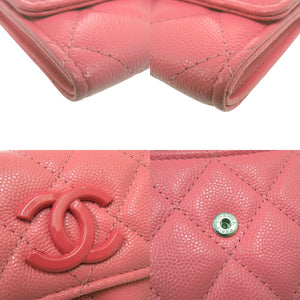 美品 シャネル マトラッセ フラップコインケース レザー ピンク 0073【中古】CHANEL レディース