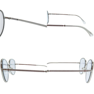 新品同様 シャネル 2182 S プラスチック メタル ブルー 銀 サングラス 0083【中古】CHANEL