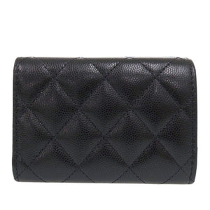 新品同様 シャネル AP3725 ココマーク キャビアスキン ブラック 三つ折り財布 黒 0084【中古】CHANEL