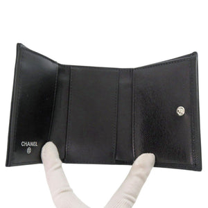 新品同様 シャネル AP3725 ココマーク キャビアスキン ブラック 三つ折り財布 黒 0084【中古】CHANEL