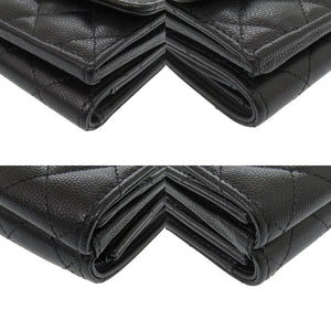 新品同様 シャネル AP3725 ココマーク キャビアスキン ブラック 三つ折り財布 黒 0084【中古】CHANEL