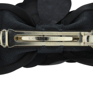 美品 シャネル リボン カメリア キャンバス サテン ブラック 黒 バレッタ 0087【中古】CHANEL