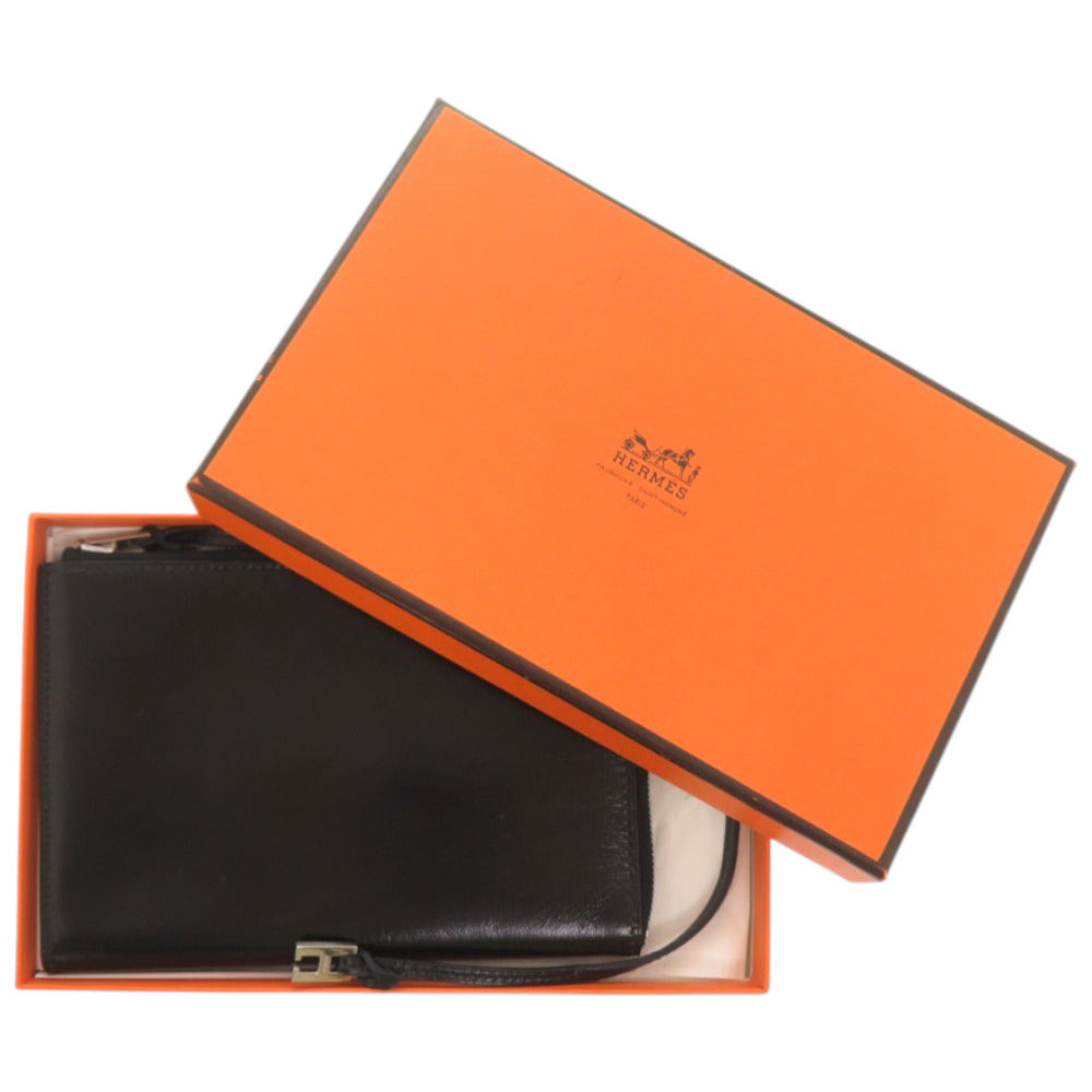 美品 エルメス L字ファスナー財布 リミックスカードケース ボックスカーフ パラジウム合金 ブラック □G刻印 黒 カードケース 0090【中古】HERMES