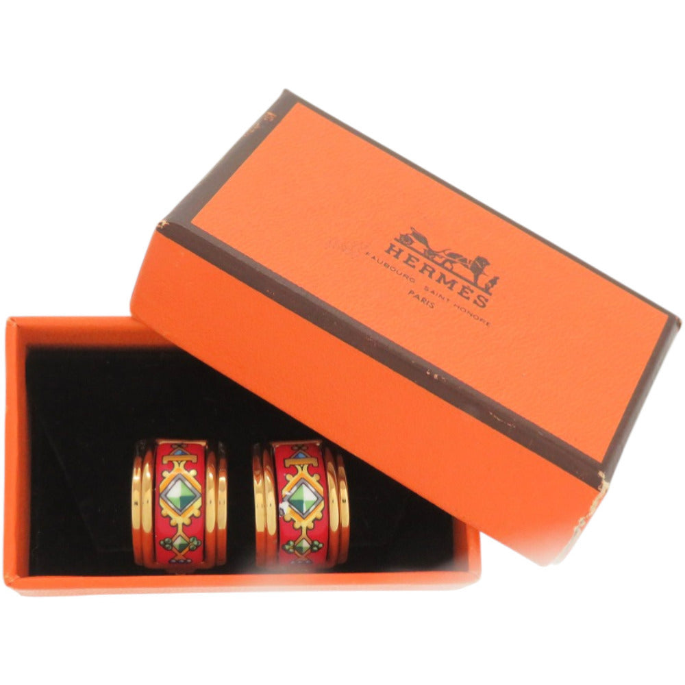 美品 エルメス エマイユ メタル レッド 赤 イヤリング 0091【中古】HERMES