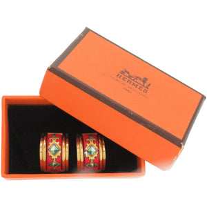 美品 エルメス エマイユ メタル レッド 赤 イヤリング 0091【中古】HERMES