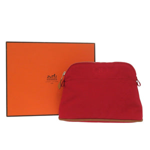新品同様 エルメス ボリードポーチ 20 PM コットン レッド ポーチ 赤 0108【中古】HERMES