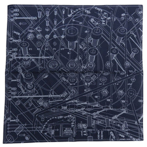 美品 エルメス カレ65 基礎力学の夢 Rêve de Mécanique Élémentaire コットン ネイビー ホワイト スカーフ 0112【中古】HERMES