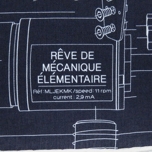 美品 エルメス カレ65 基礎力学の夢 Rêve de Mécanique Élémentaire コットン ネイビー ホワイト スカーフ 0112【中古】HERMES