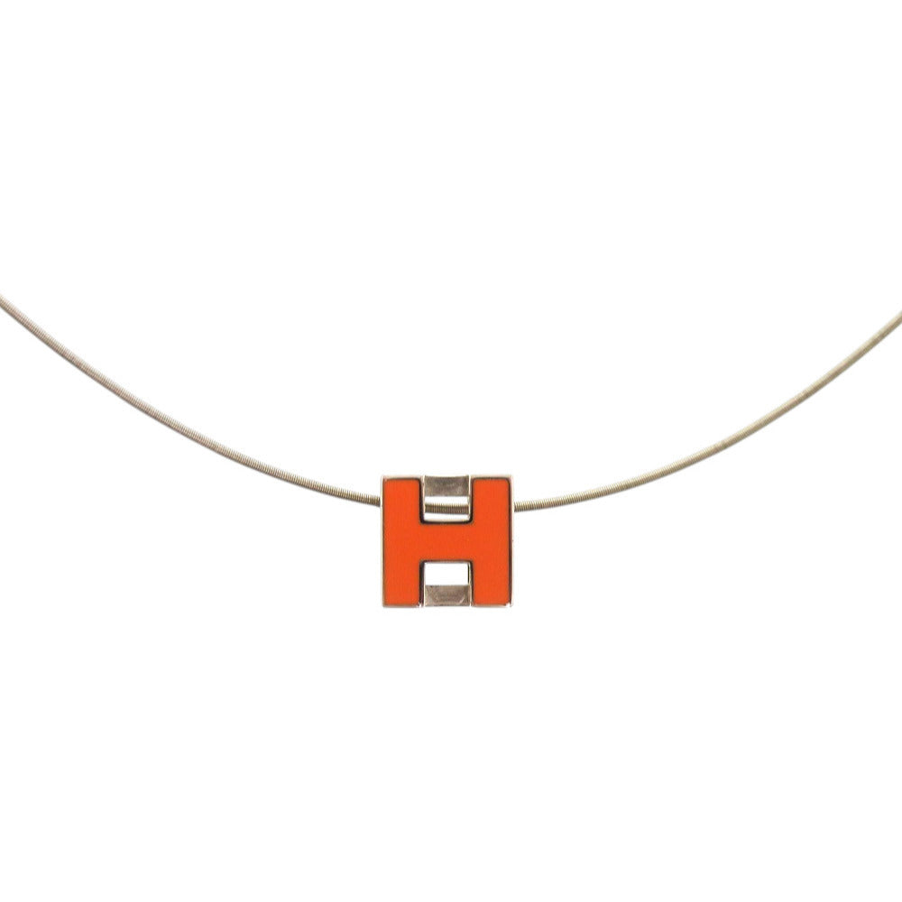美品 エルメス カージュドアッシュ Hキューブ メタル オレンジ ネックレス 0114【中古】HERMES