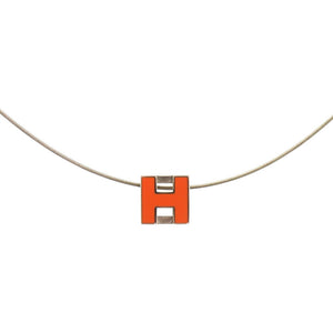 美品 エルメス カージュドアッシュ Hキューブ メタル オレンジ ネックレス 0114【中古】HERMES