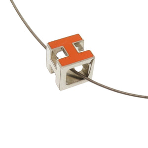 美品 エルメス カージュドアッシュ Hキューブ メタル オレンジ ネックレス 0114【中古】HERMES