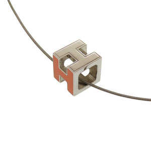 美品 エルメス カージュドアッシュ Hキューブ メタル オレンジ ネックレス 0114【中古】HERMES