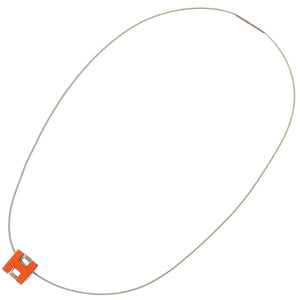 美品 エルメス カージュドアッシュ Hキューブ メタル オレンジ ネックレス 0114【中古】HERMES