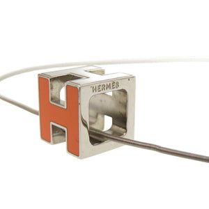 美品 エルメス カージュドアッシュ Hキューブ メタル オレンジ ネックレス 0114【中古】HERMES