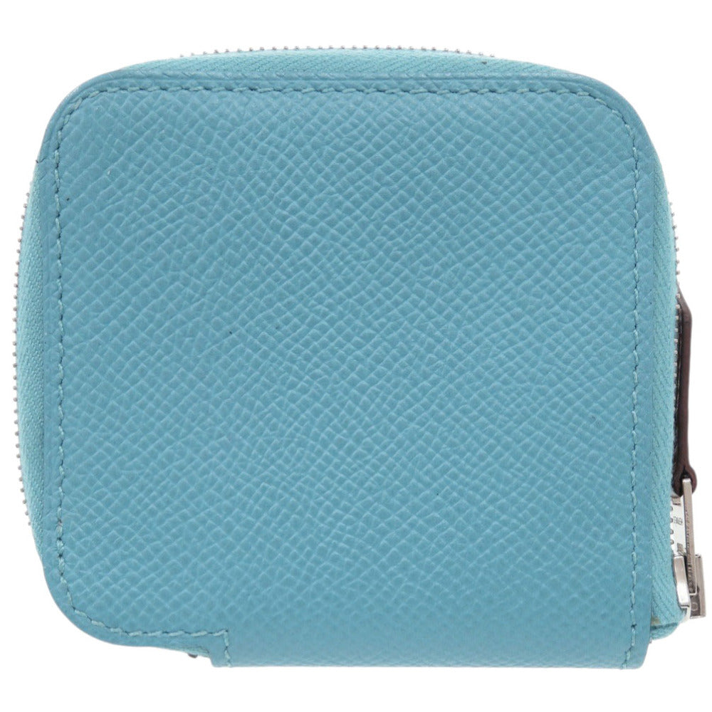 エルメス アザップ シルクイン コンパクト ミニ ヴォーエプソン ブルーデュノール D刻印(2019年製) コインケース 財布 青 0126【中古】HERMES