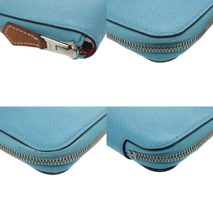 エルメス アザップ シルクイン コンパクト ミニ ヴォーエプソン ブルーデュノール D刻印(2019年製) コインケース 財布 青 0126【中古】HERMES