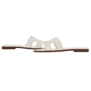 未使用 エルメス サンダル オラン H021056Z サイズ37 1/2 レザー ホワイト 0213【中古】HERMES