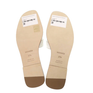 未使用 エルメス サンダル オラン H021056Z サイズ37 1/2 レザー ホワイト 0213【中古】HERMES