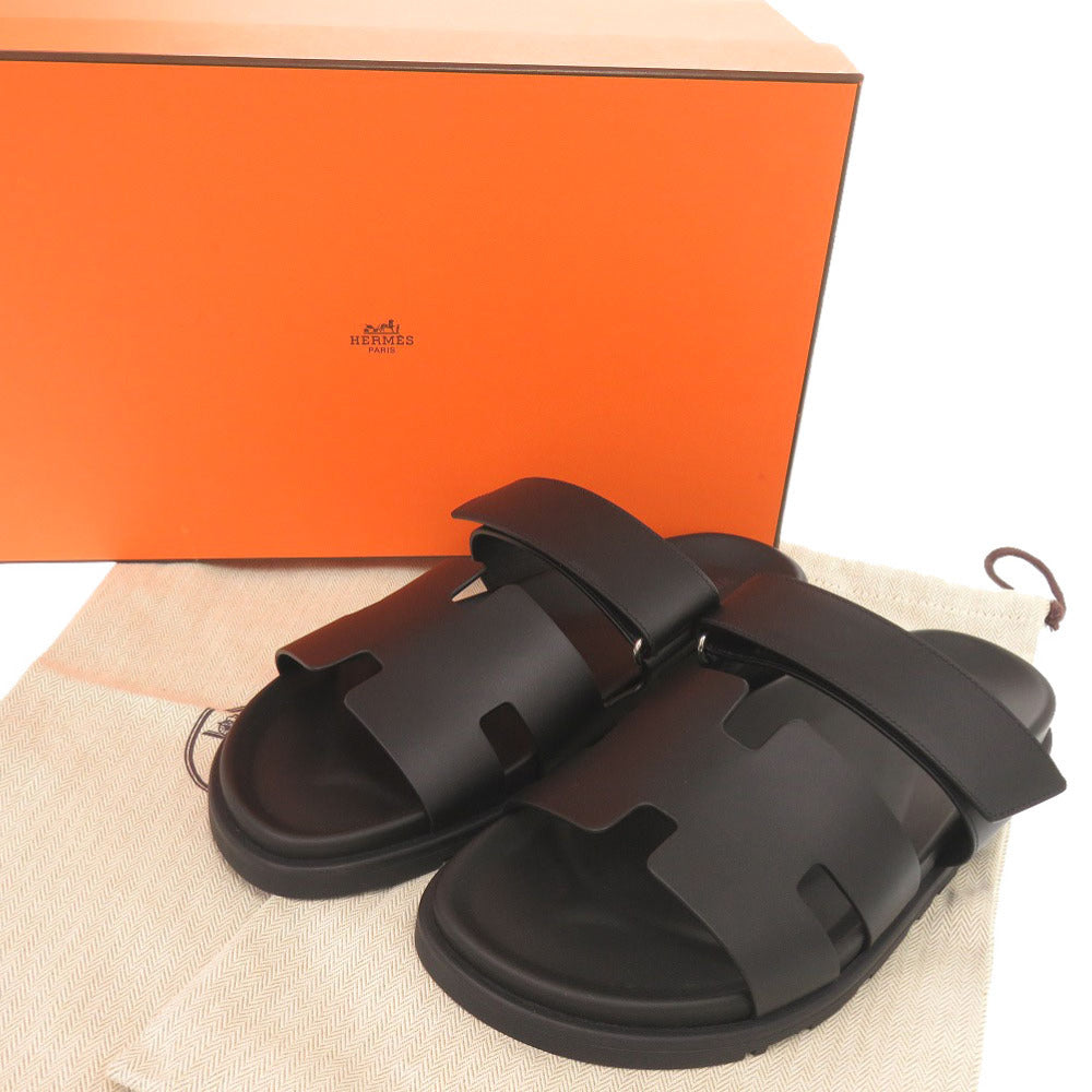 未使用品 エルメス シプレ サイズ41 カーフ シェーブル ブラック サンダル 黒 0214【中古】HERMES メンズ